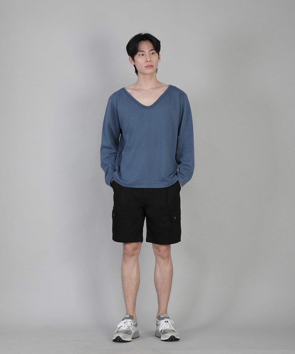 세인트크루(SAINTCREW) 무지 BIG V넥 긴팔티 BIGV-879 이집션 블루