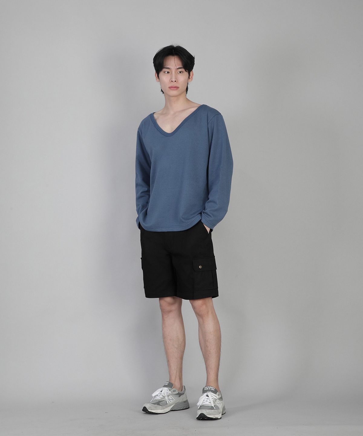 세인트크루(SAINTCREW) 무지 BIG V넥 긴팔티 BIGV-879 이집션 블루