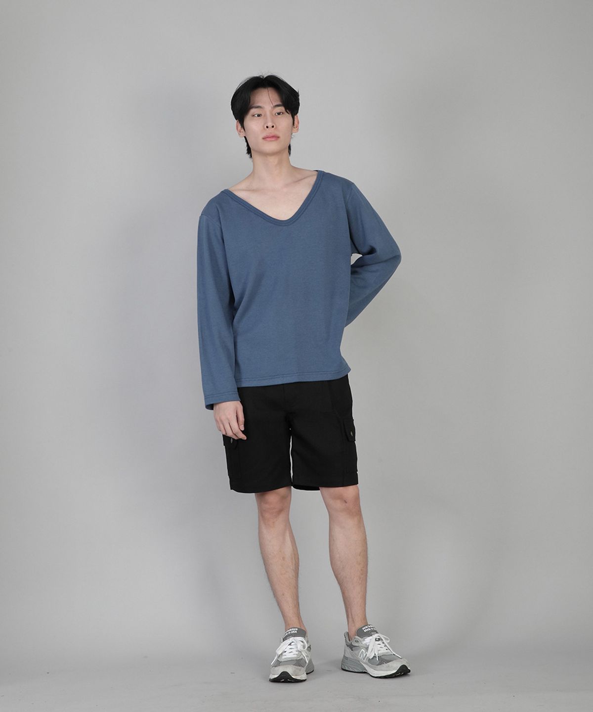 세인트크루(SAINTCREW) 무지 BIG V넥 긴팔티 BIGV-879 이집션 블루