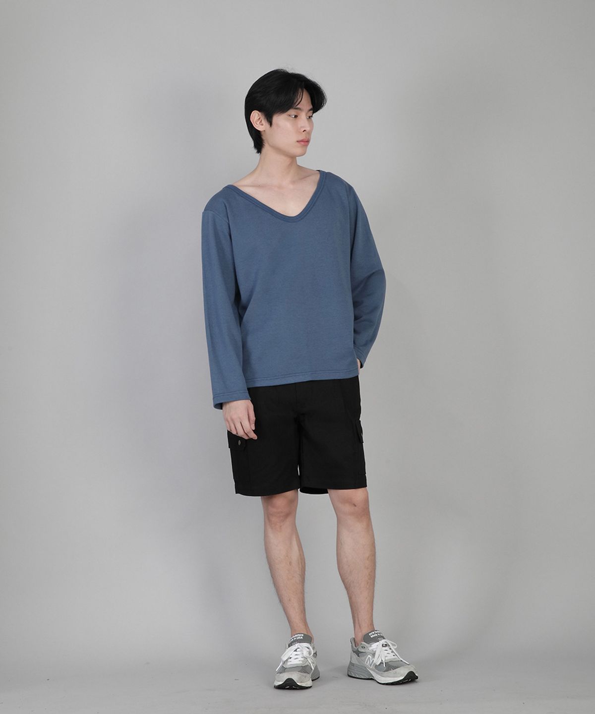 세인트크루(SAINTCREW) 무지 BIG V넥 긴팔티 BIGV-879 이집션 블루