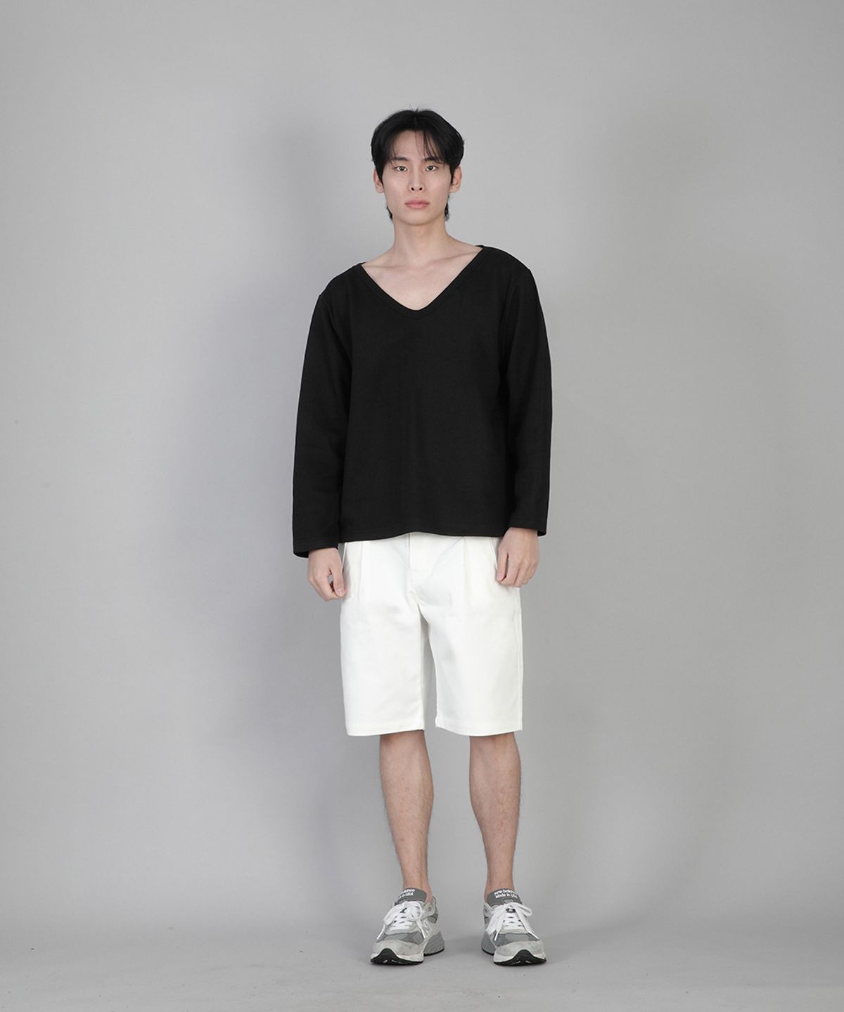 세인트크루(SAINTCREW) 무지 BIG V넥 긴팔티 BIGV-879 블랙