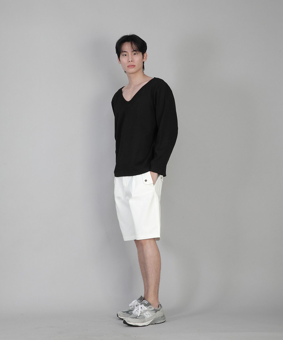 세인트크루(SAINTCREW) 무지 BIG V넥 긴팔티 BIGV-879 블랙