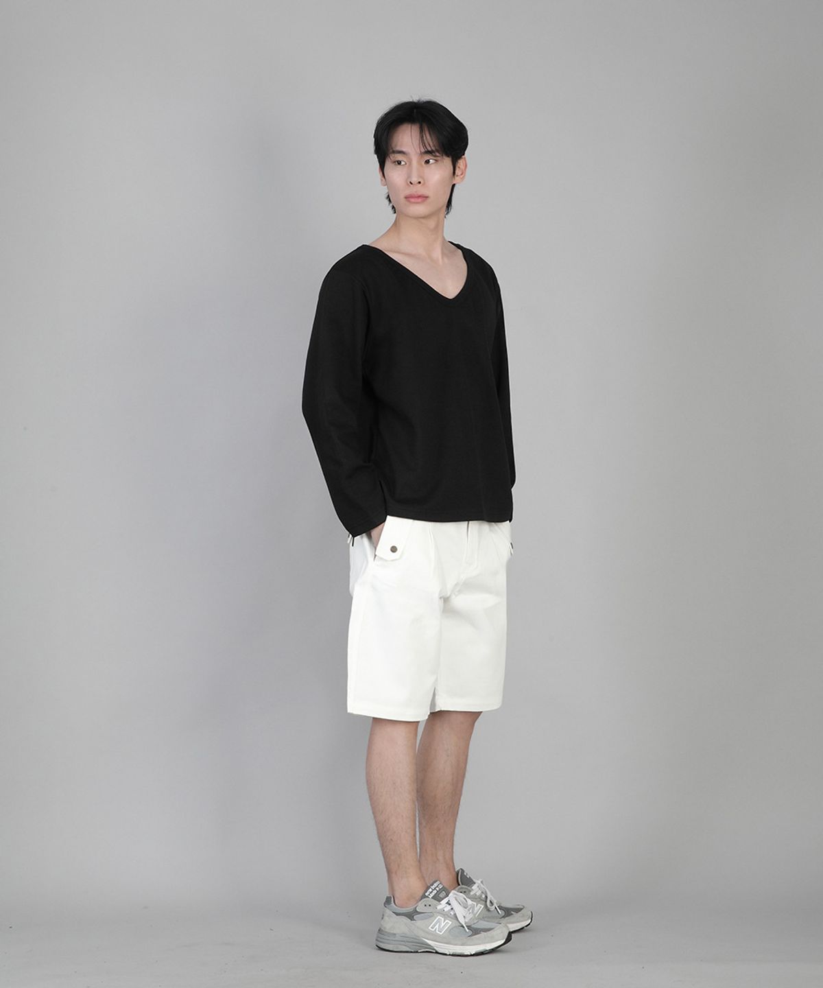 세인트크루(SAINTCREW) 무지 BIG V넥 긴팔티 BIGV-879 블랙
