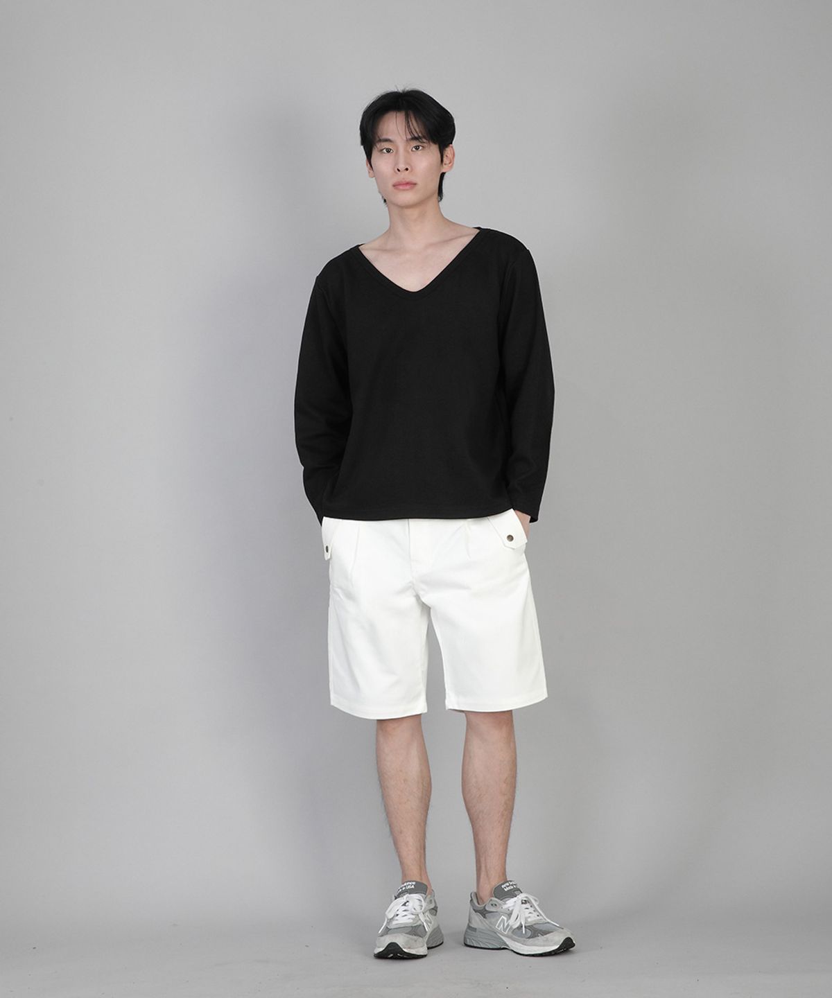 세인트크루(SAINTCREW) 무지 BIG V넥 긴팔티 BIGV-879 블랙