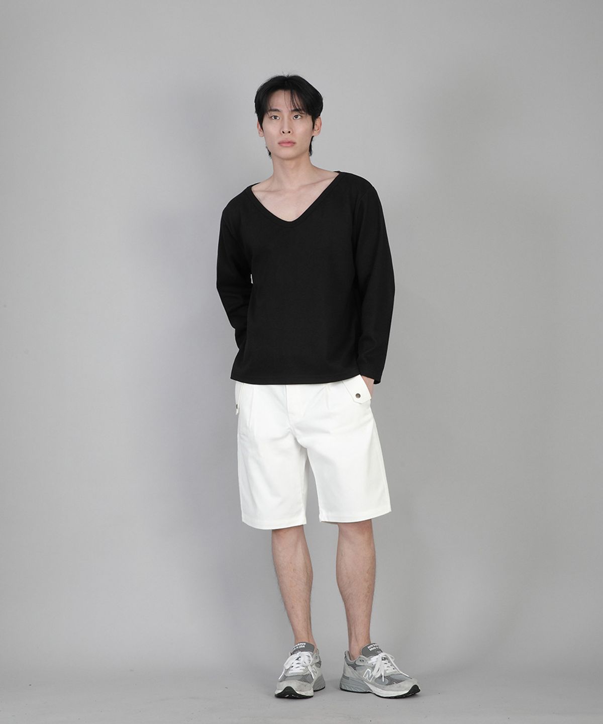 세인트크루(SAINTCREW) 무지 BIG V넥 긴팔티 BIGV-879 블랙