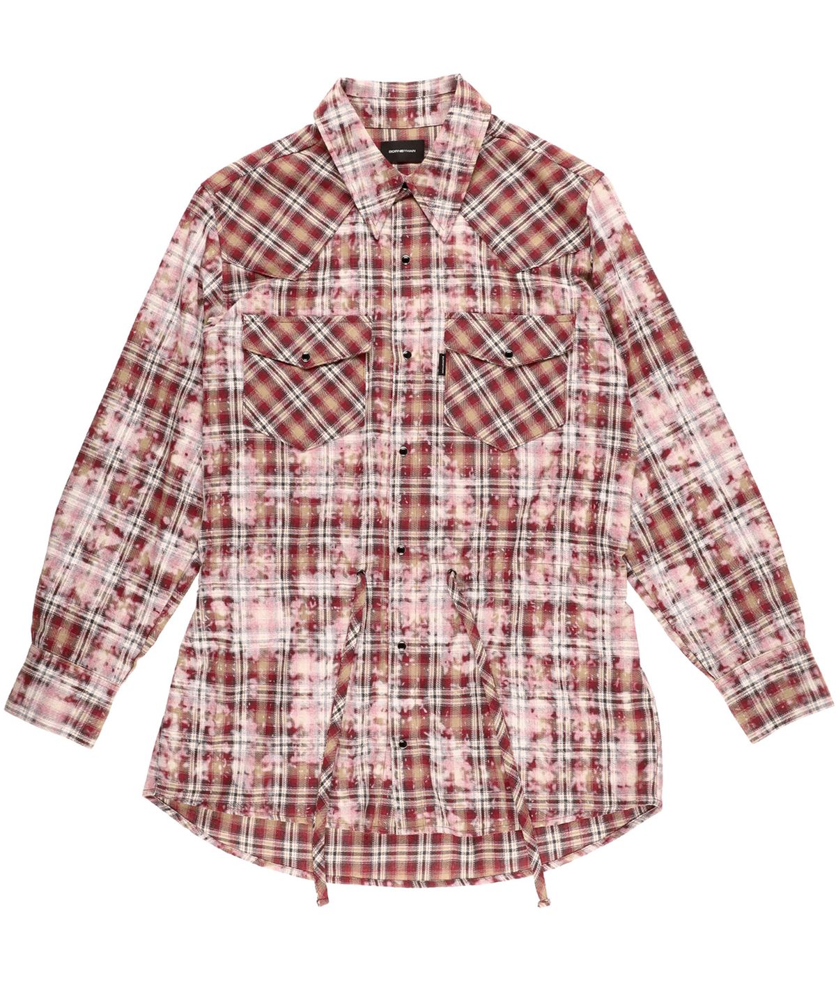 본바이한(BORNBYHAN) FLARE TIED WESTERN CHECK SHIRT RED