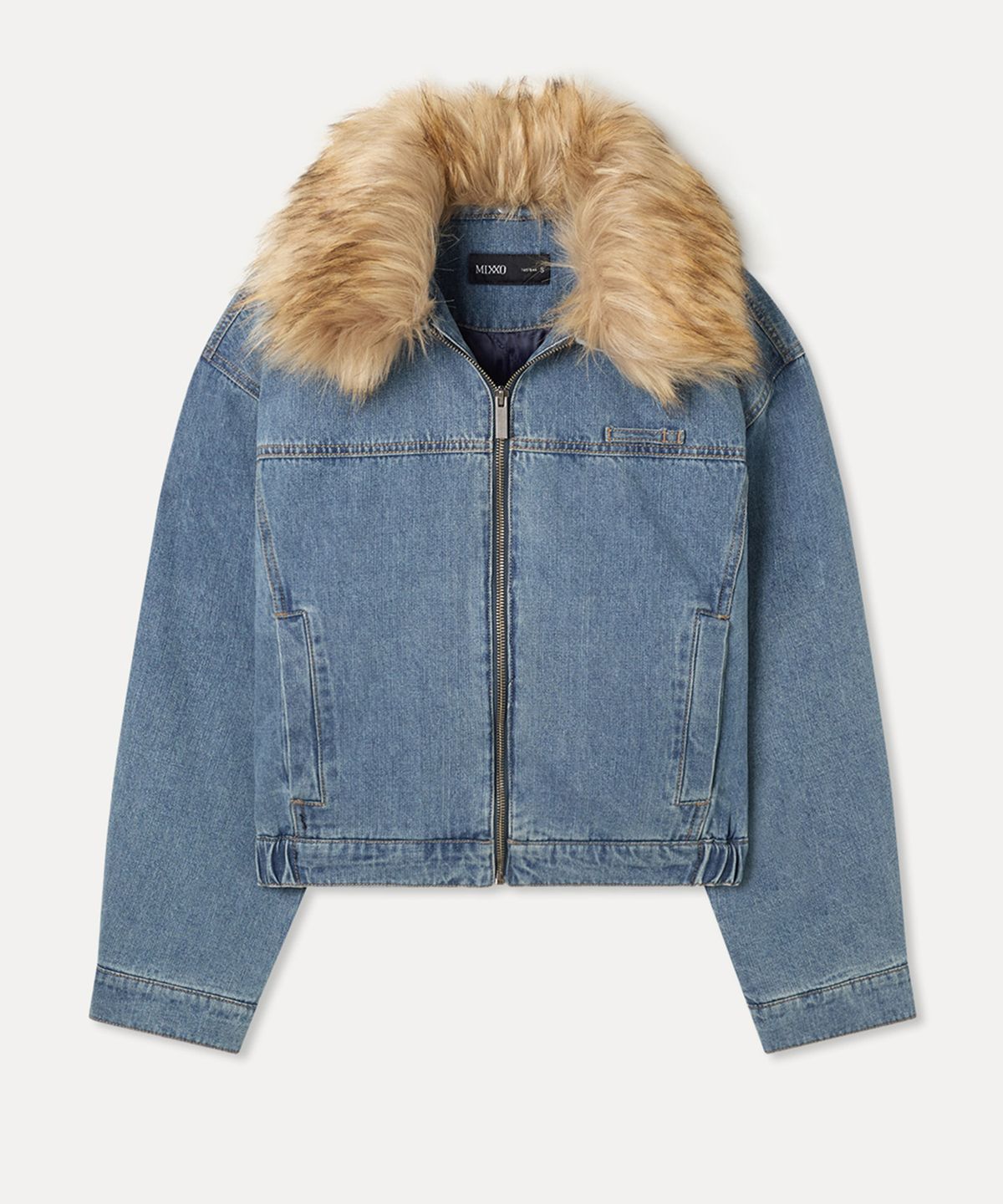 미쏘(MIXXO) 페이크 퍼 카라 데님 자켓_MIWJEG211J
