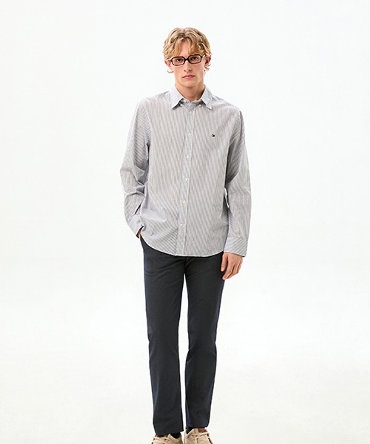 타미힐피거(TOMMY HILFIGER) [Asian fit] 이지 케어 스트라이프 셔츠 (T12G0WSH013MT20A4)