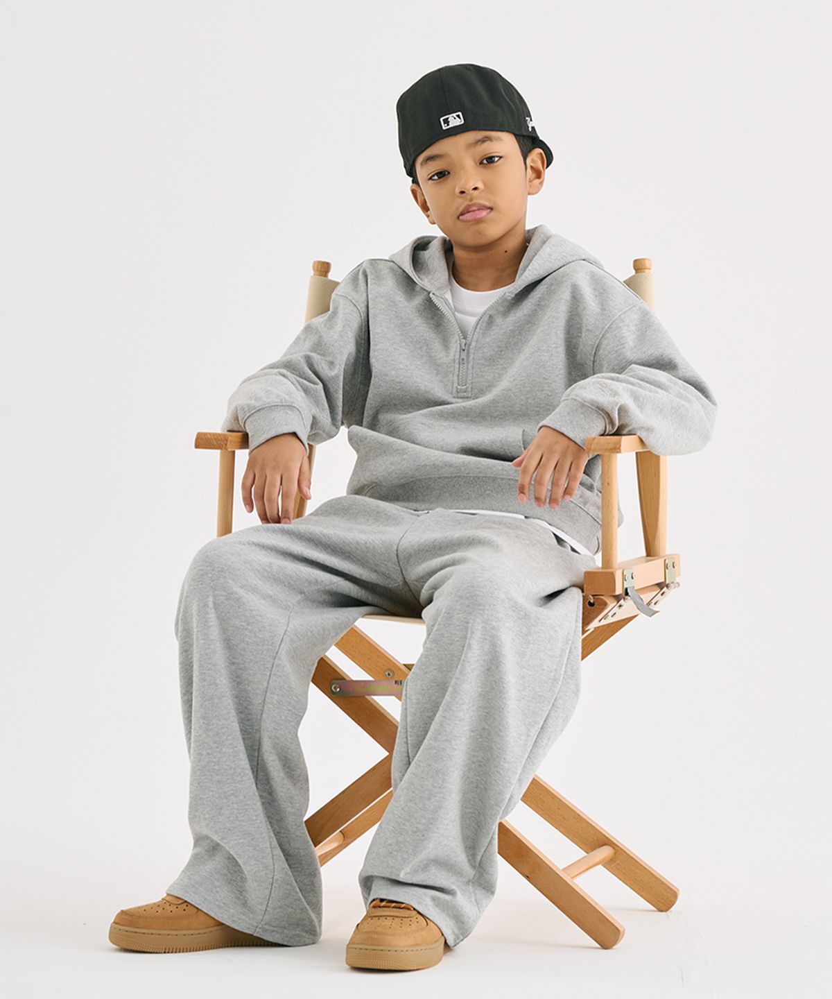 테이크이지 키즈(TAKEASY KIDS) 릴렉스드 크롭 하프집업 (멜란지그레이)