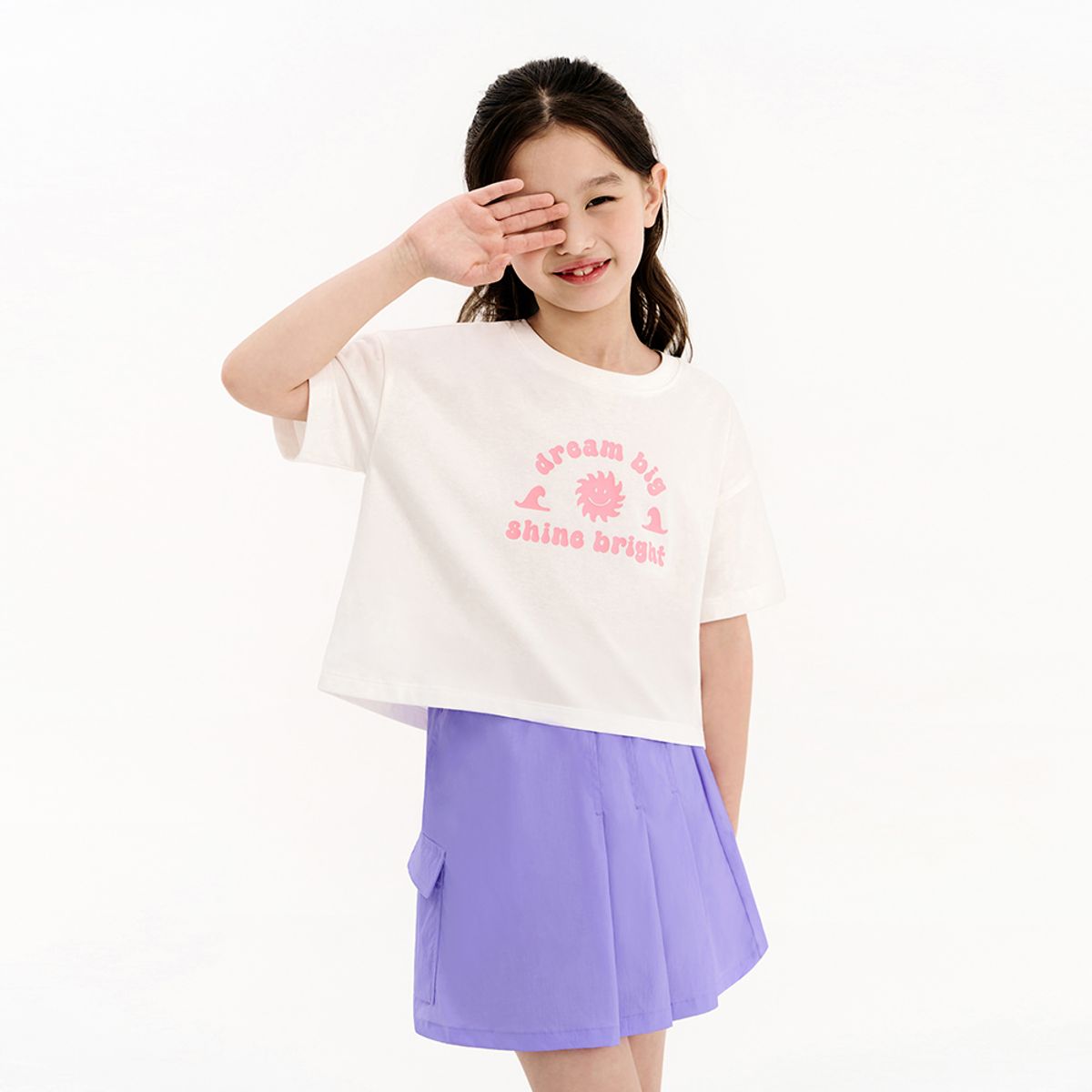 안다르 키즈(ANDAR KIDS) 키즈 선샤인 그래픽 크롭 반팔티 (여아)