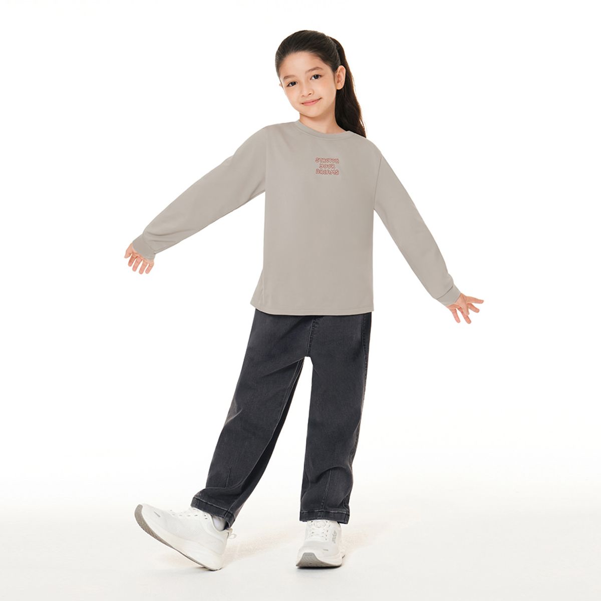 안다르 키즈(ANDAR KIDS) 키즈 에어데님 배기핏 그레이진