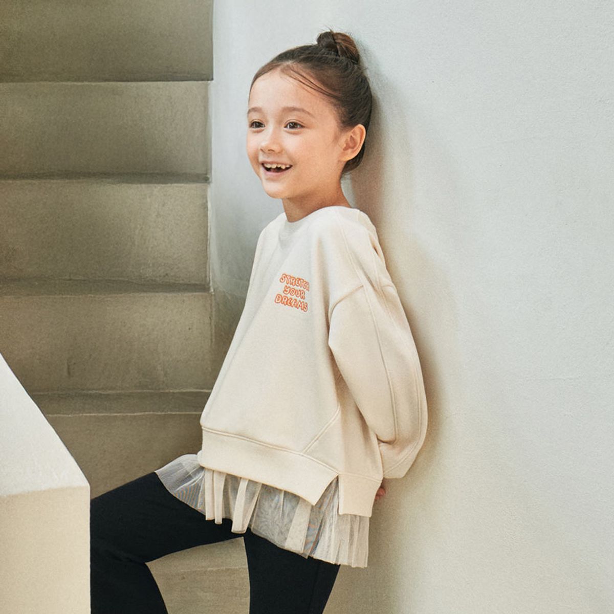 안다르 키즈(ANDAR KIDS) 키즈 샤 레이어드 맨투맨 (여아)