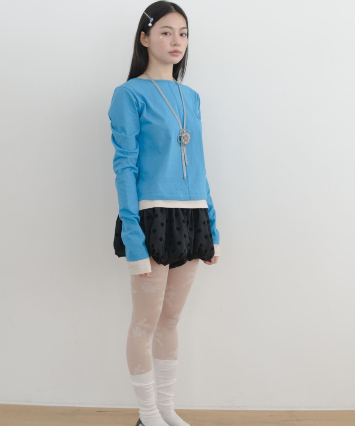 씨씨(SEASEE) 도트 벌룬 팬츠, 블랙
