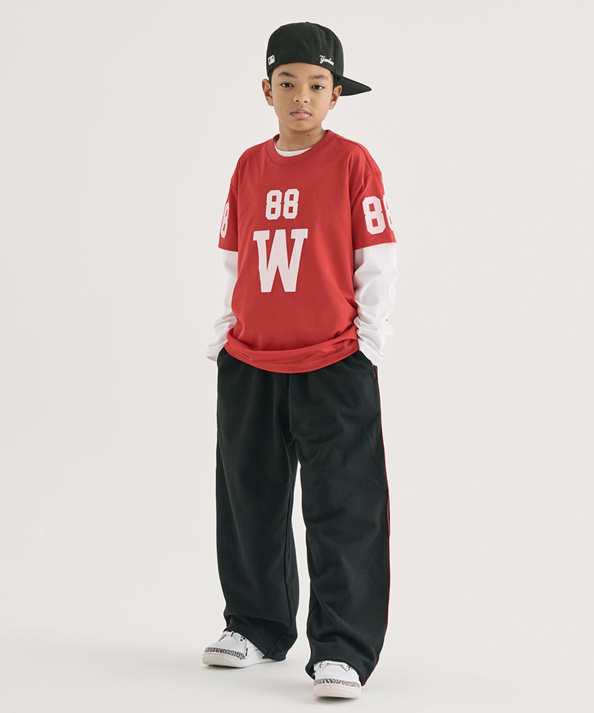 테이크이지 키즈(TAKEASY KIDS) 라인 와이드 스웻팬츠 (블랙)