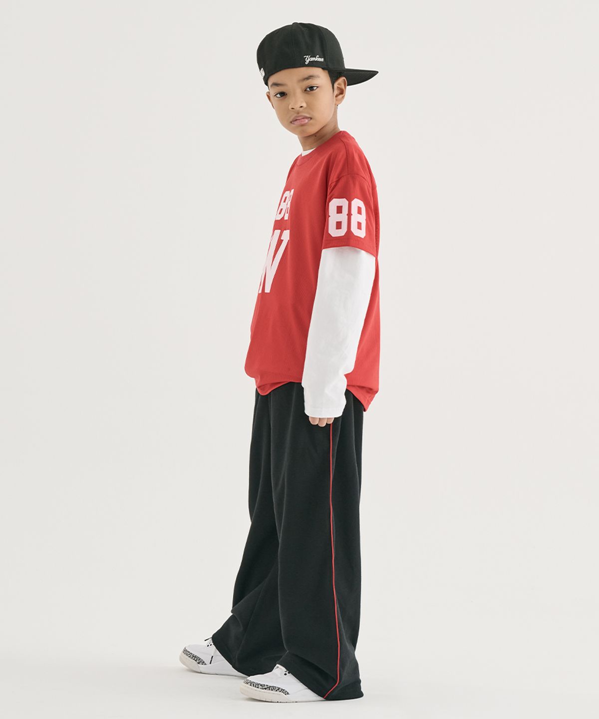 테이크이지 키즈(TAKEASY KIDS) 라인 와이드 스웻팬츠 (블랙)