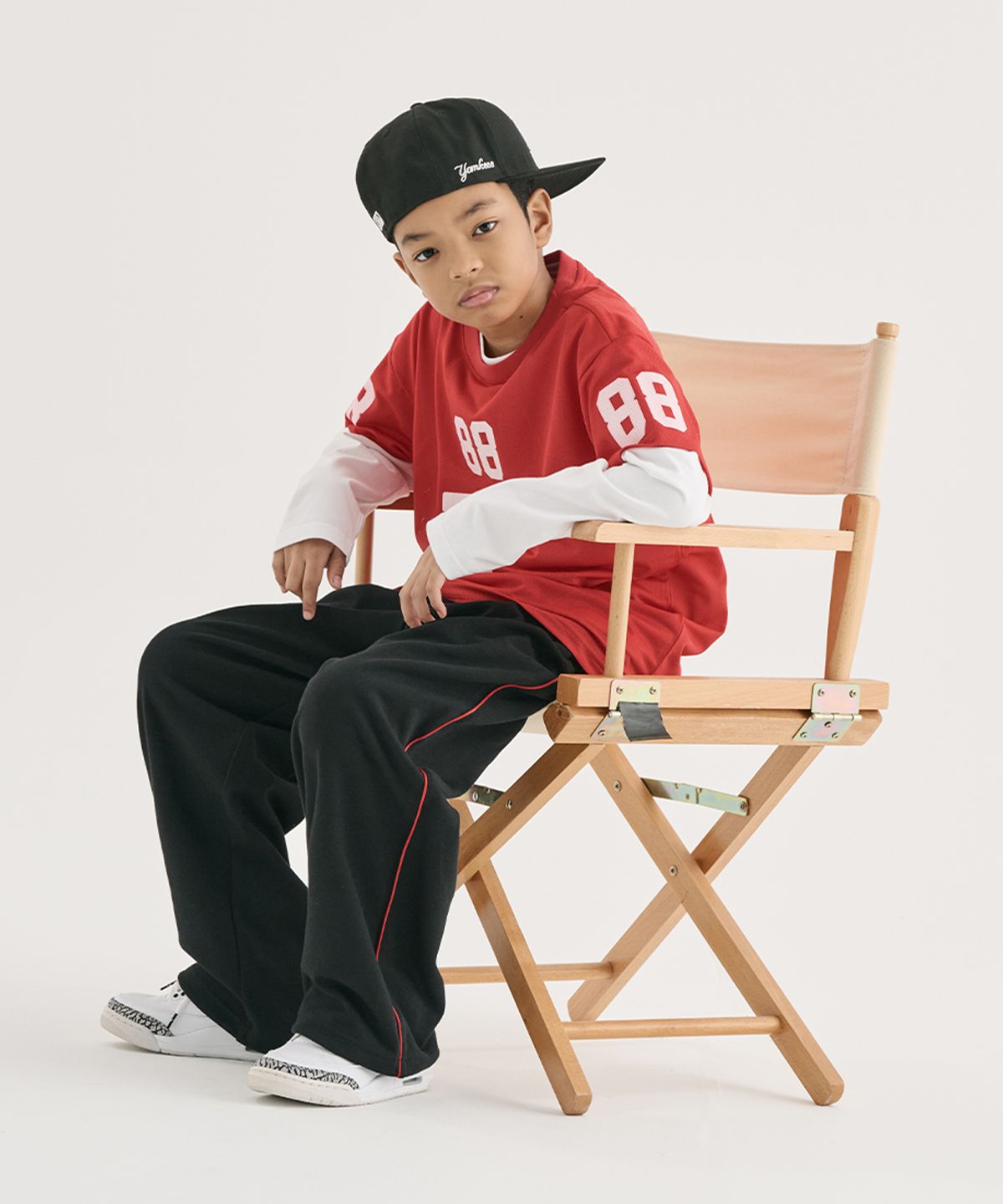 테이크이지 키즈(TAKEASY KIDS) 라인 와이드 스웻팬츠 (블랙)
