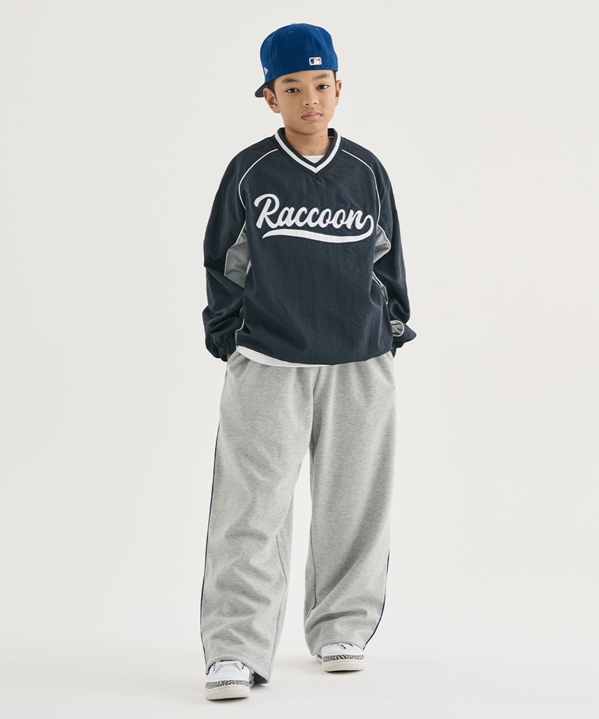 테이크이지 키즈(TAKEASY KIDS) 라인 와이드 스웻팬츠 (멜란지그레이)