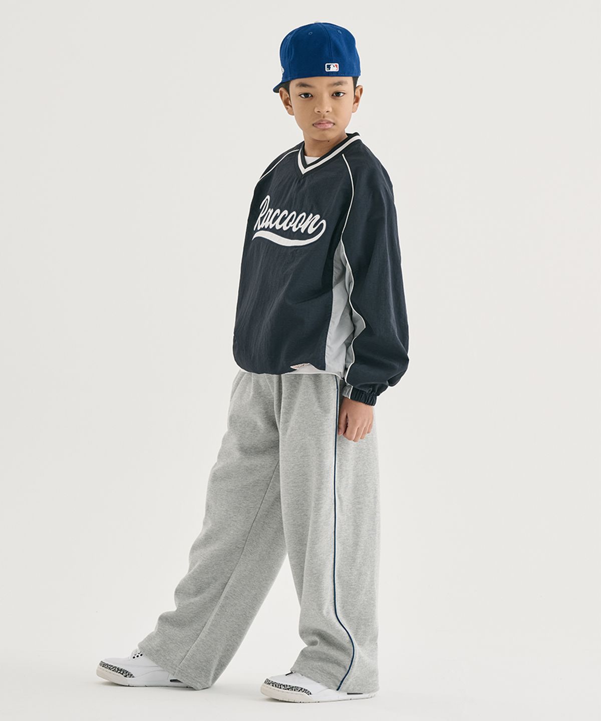 테이크이지 키즈(TAKEASY KIDS) 라인 와이드 스웻팬츠 (멜란지그레이)