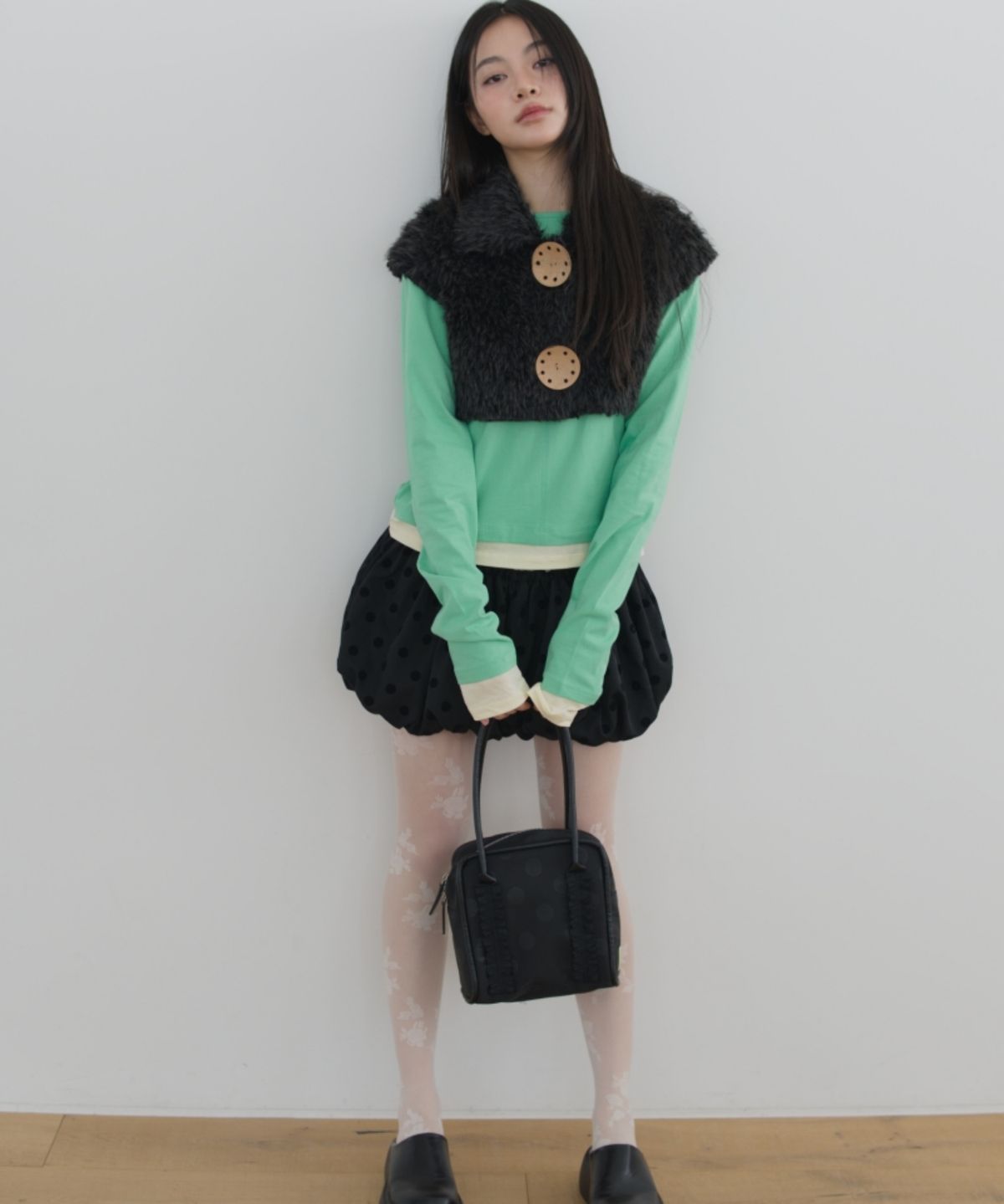 씨씨(SEASEE) 레이어드 롱슬리브 티셔츠, 그린