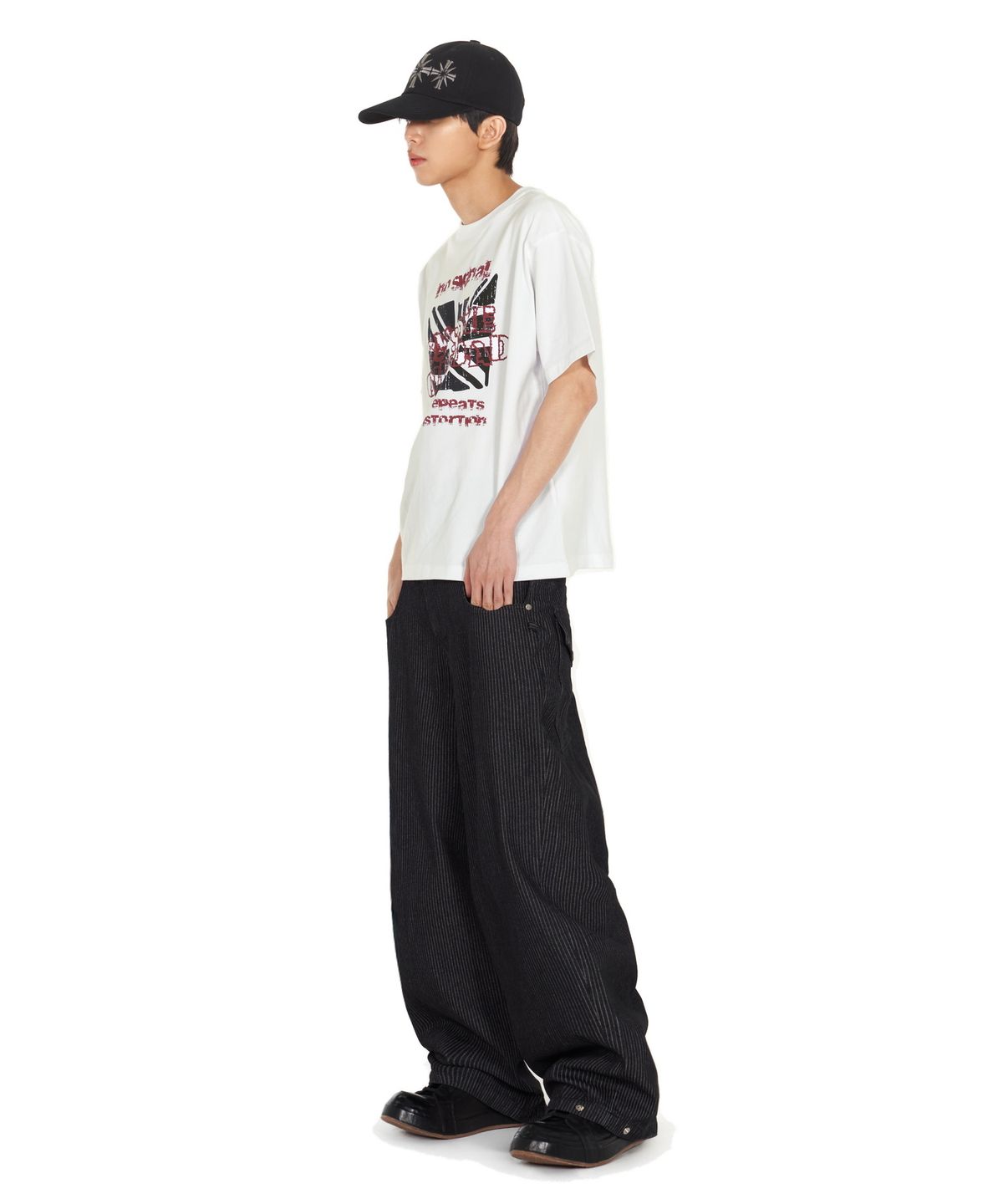 아이돈워너셀(IDWS) Glide Stripe Denim Pants Black