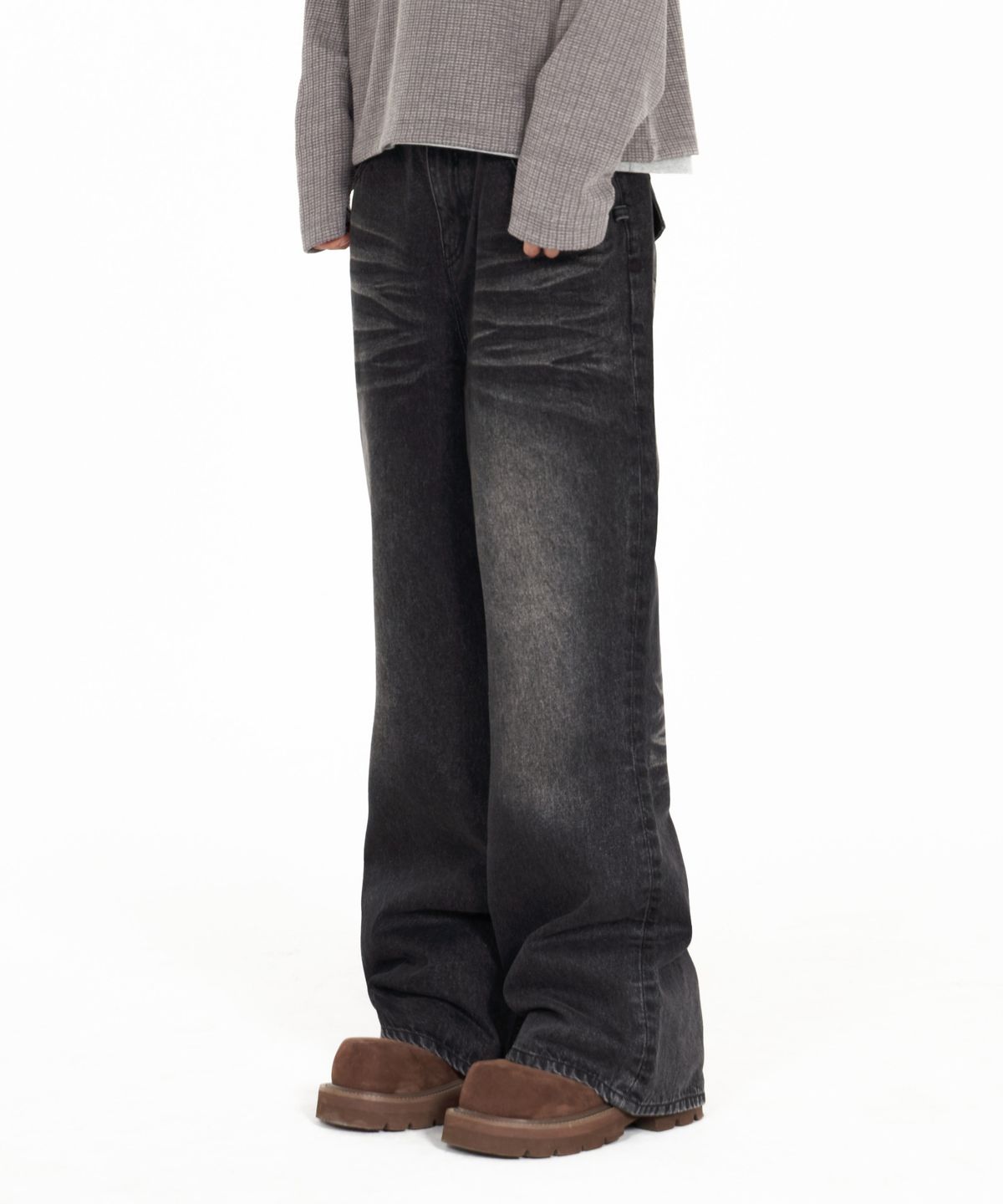 아이돈워너셀(IDWS) Motion Flare Denim Pants Black