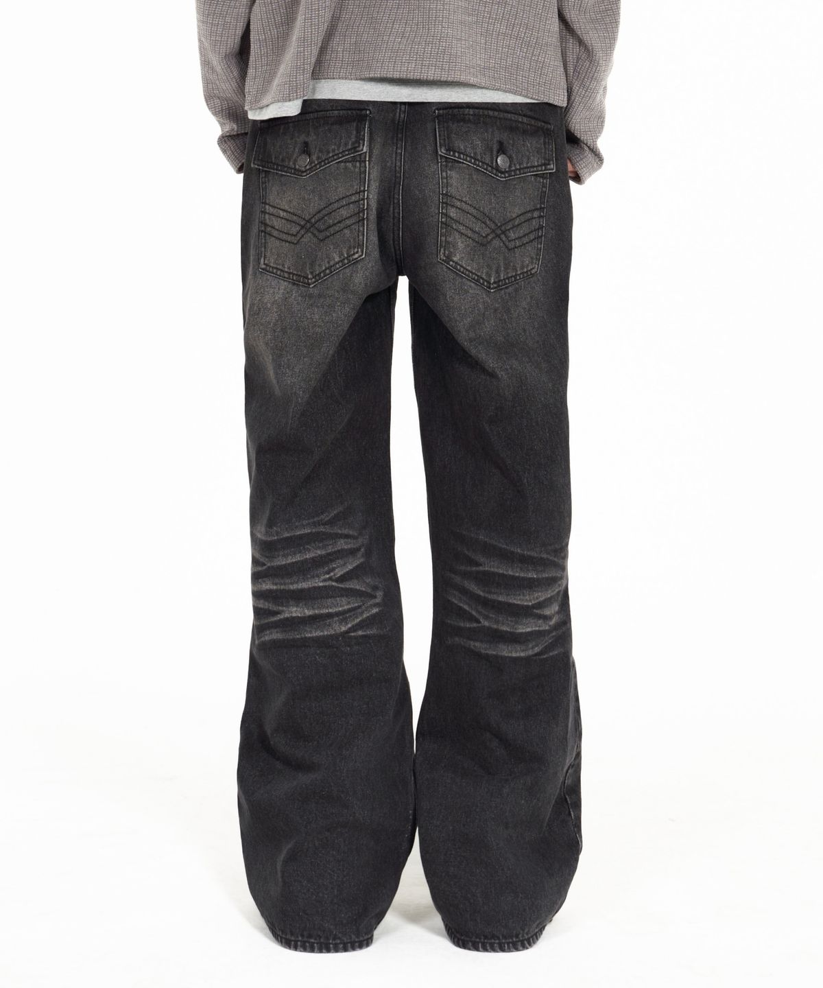아이돈워너셀(IDWS) Motion Flare Denim Pants Black