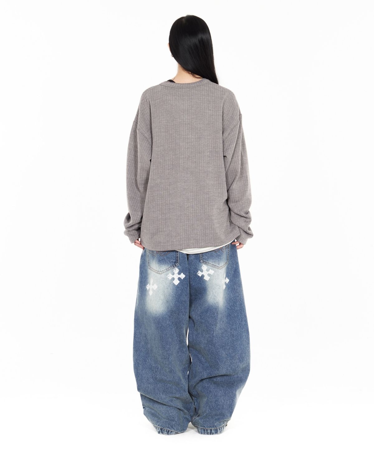 아이돈워너셀(IDWS) Inter Print Denim Pants Indigo