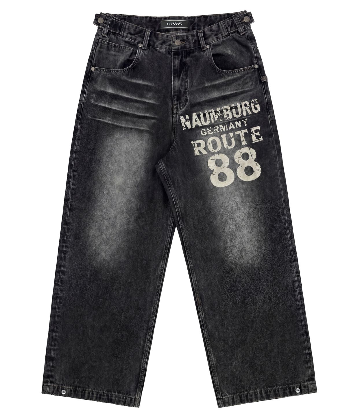 아이돈워너셀(IDWS) Inter Print Denim Pants Black