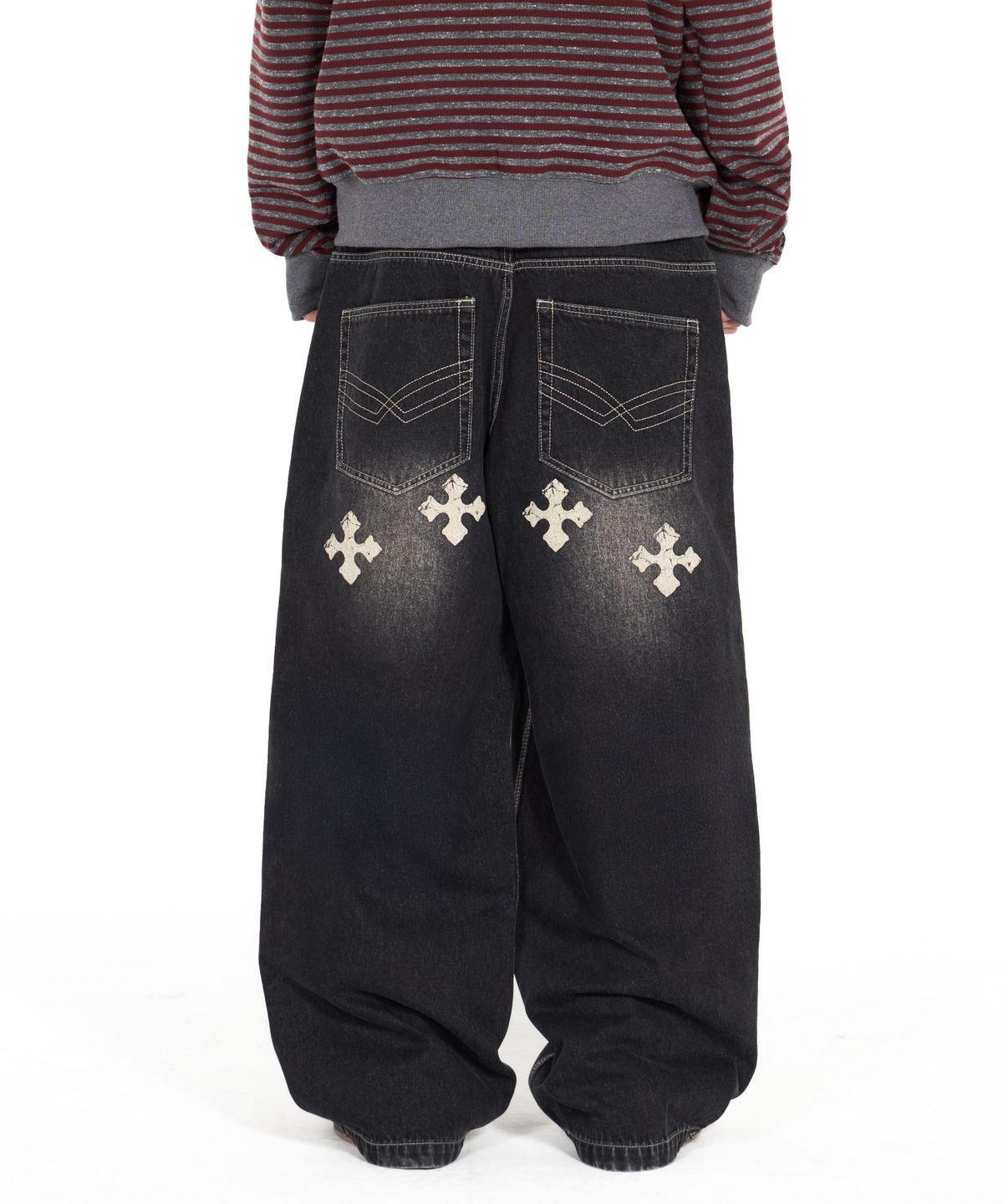 아이돈워너셀(IDWS) Inter Print Denim Pants Black