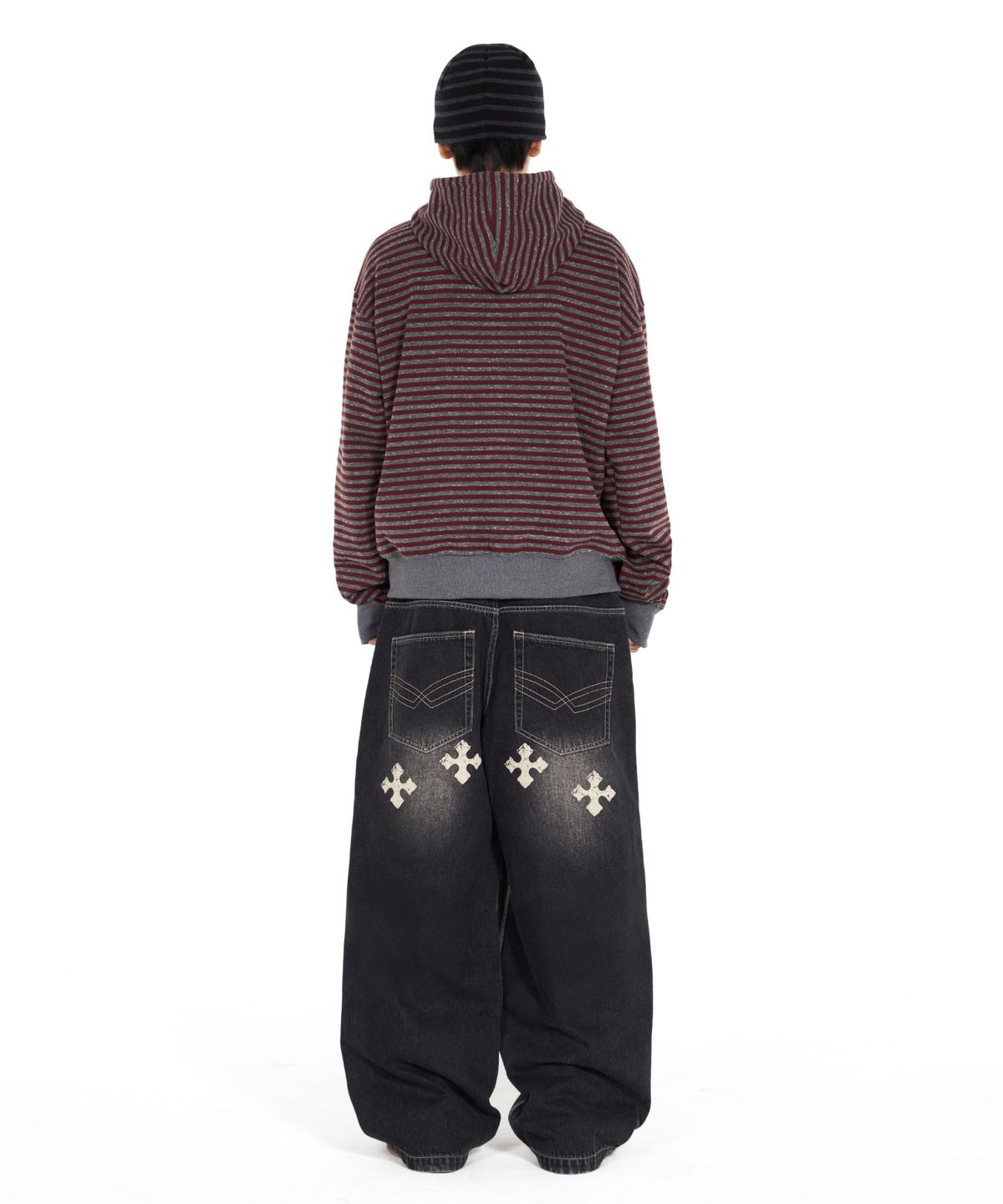 아이돈워너셀(IDWS) Inter Print Denim Pants Black