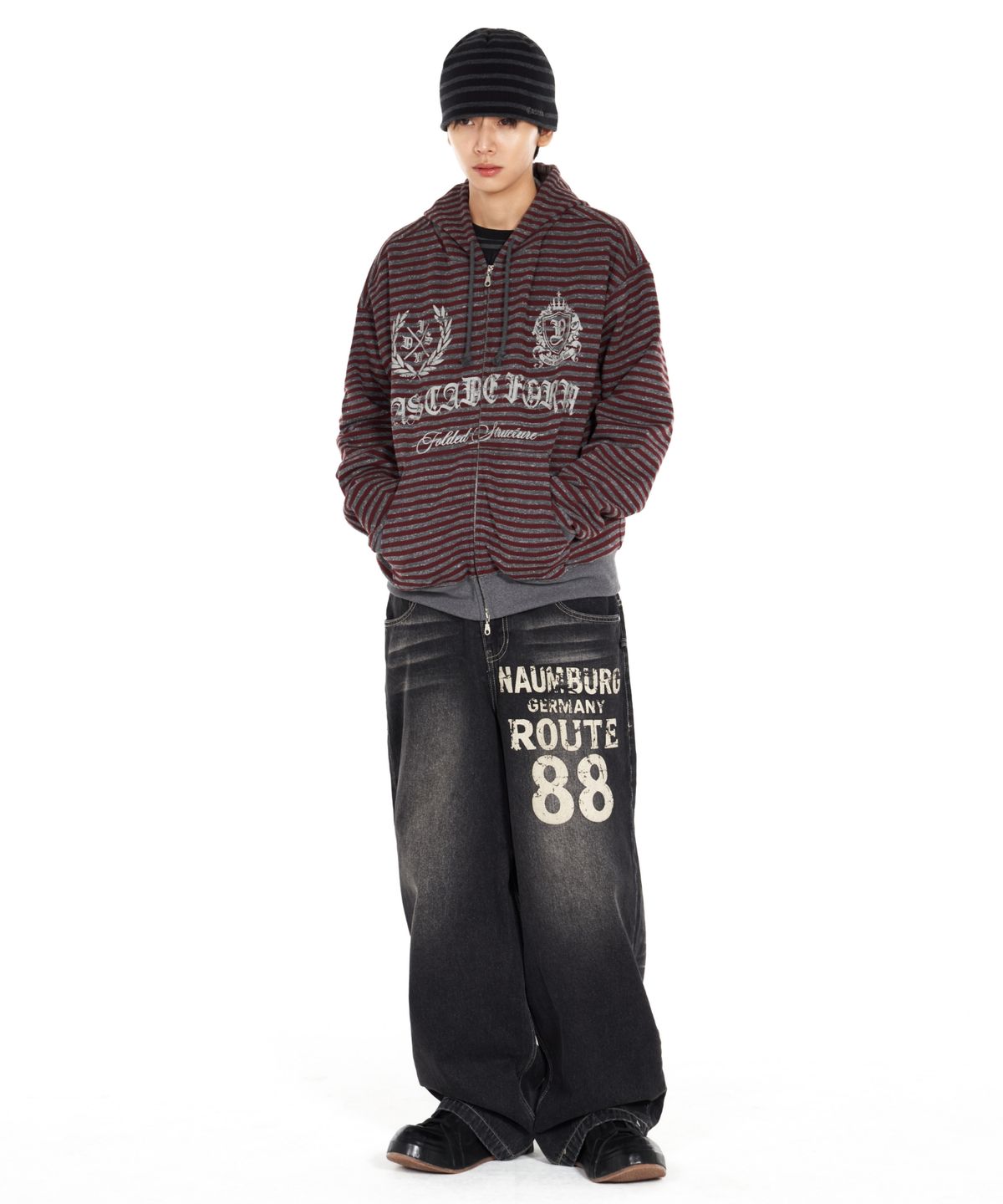 아이돈워너셀(IDWS) Inter Print Denim Pants Black