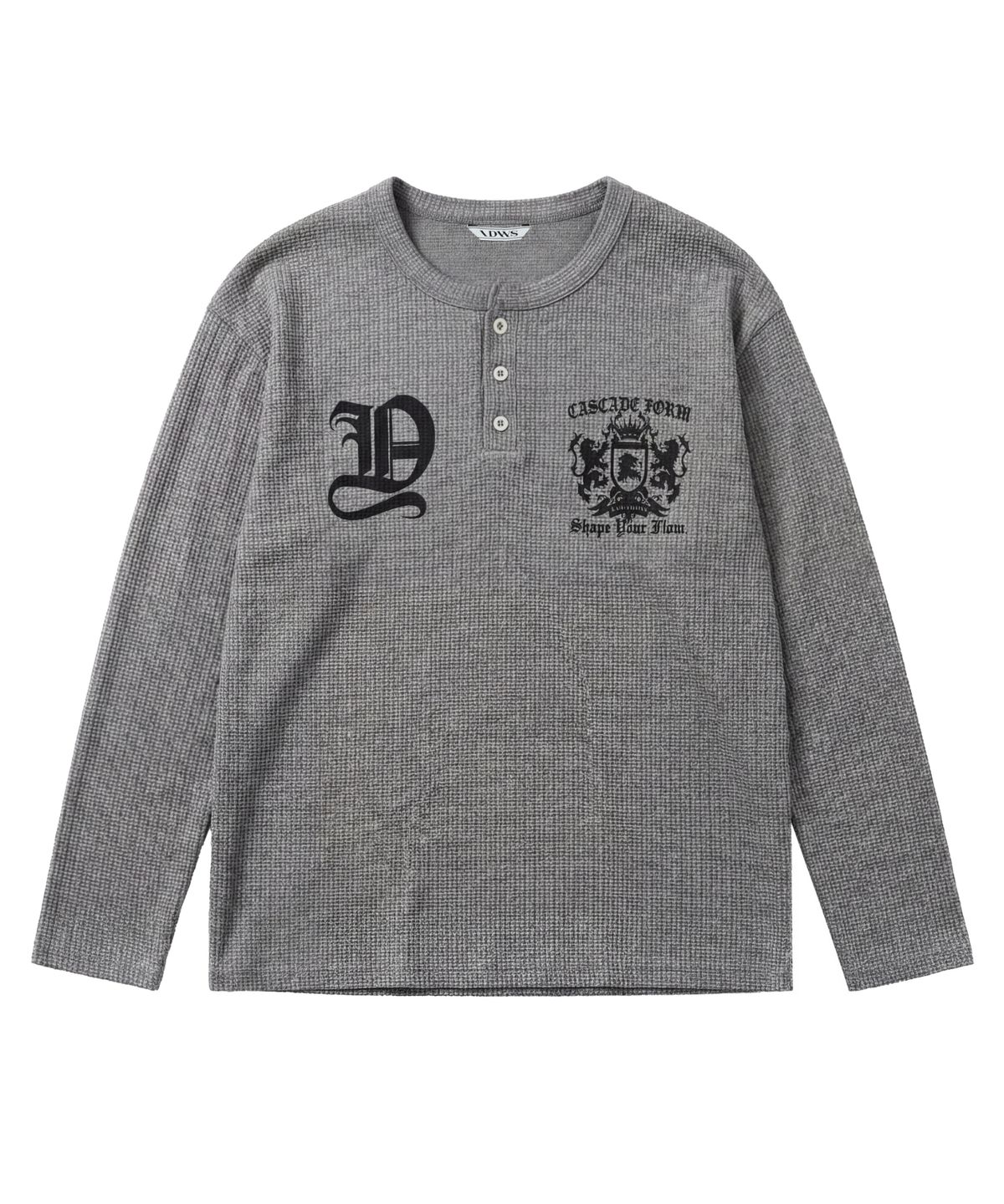 아이돈워너셀(IDWS) Shape Henley Neck Long Sleeve Gray