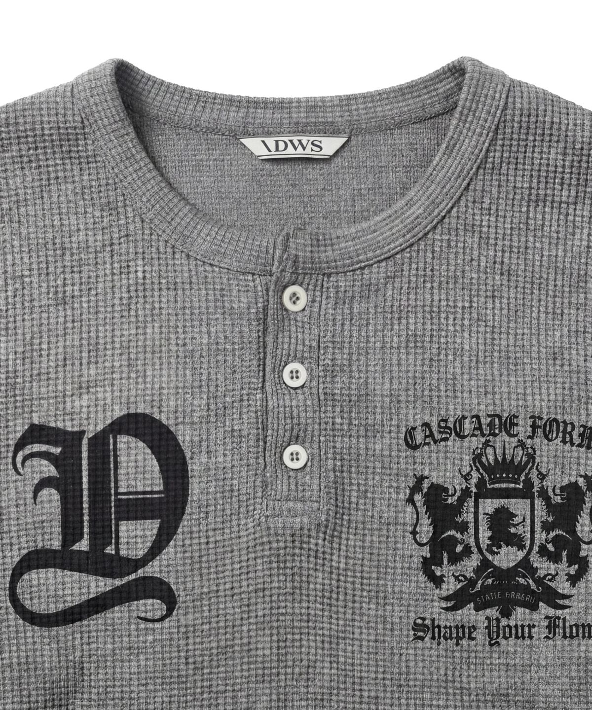 아이돈워너셀(IDWS) Shape Henley Neck Long Sleeve Gray