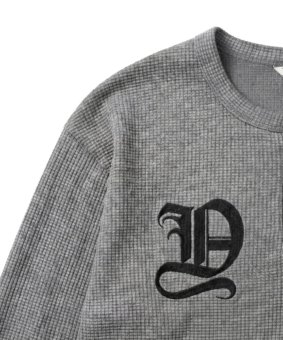 아이돈워너셀(IDWS) Shape Henley Neck Long Sleeve Gray