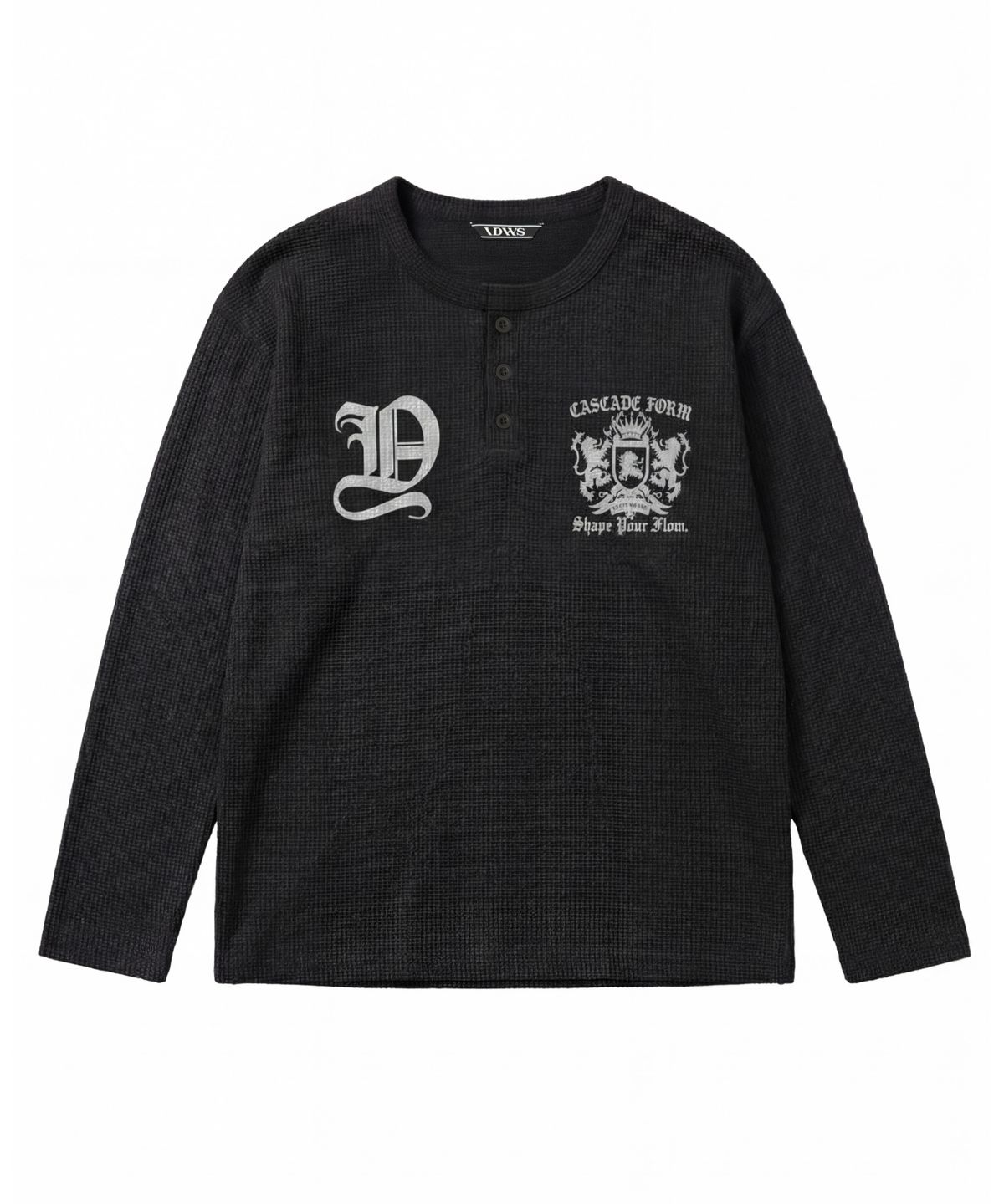 아이돈워너셀(IDWS) Shape Henley Neck Long Sleeve Black