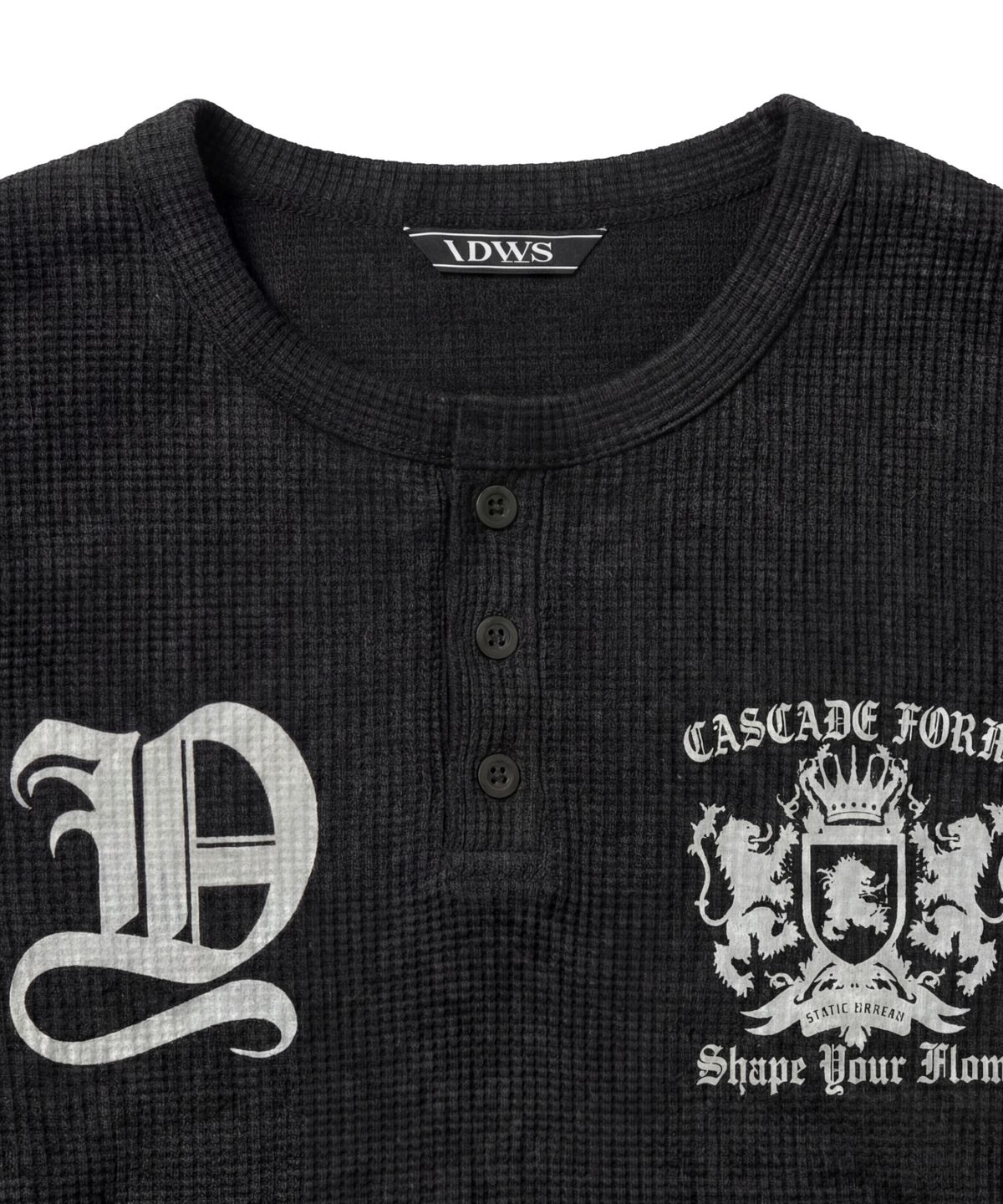 아이돈워너셀(IDWS) Shape Henley Neck Long Sleeve Black