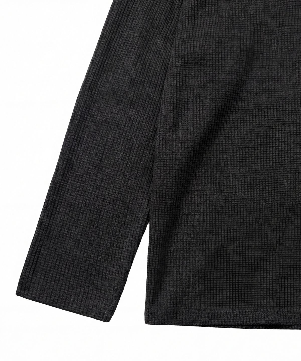 아이돈워너셀(IDWS) Shape Henley Neck Long Sleeve Black