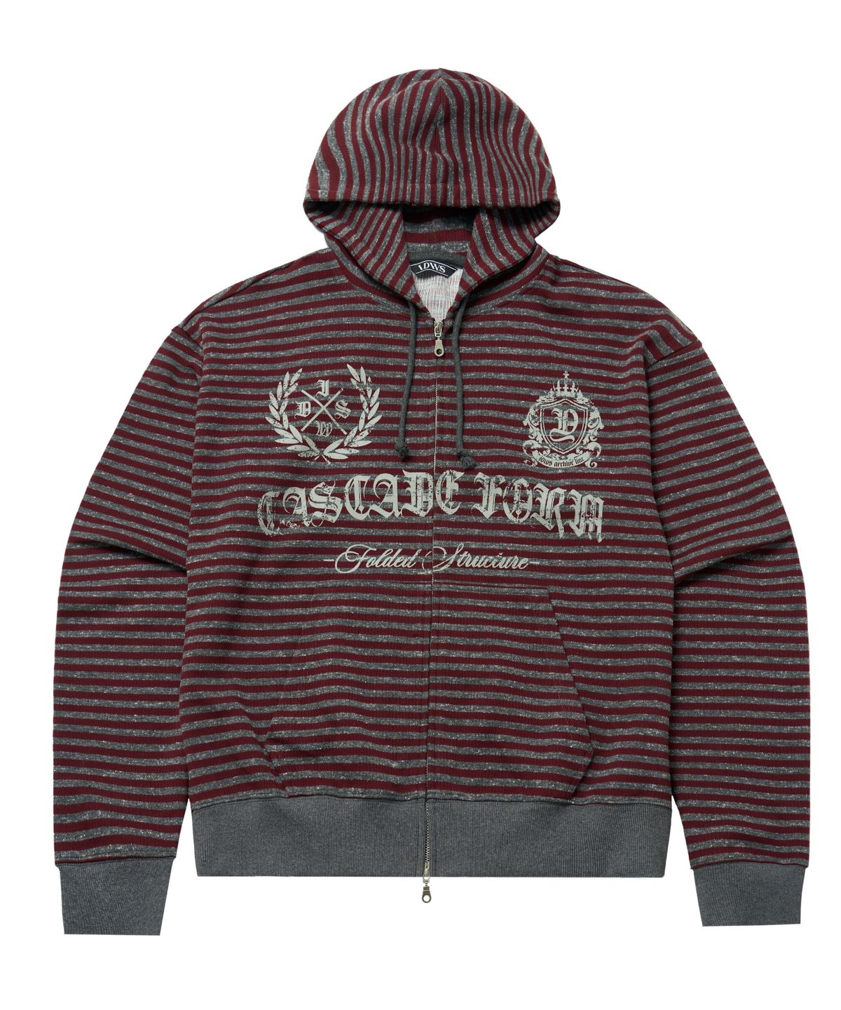 아이돈워너셀(IDWS) Proto Stripe Hoodie Zip Up Burgundy