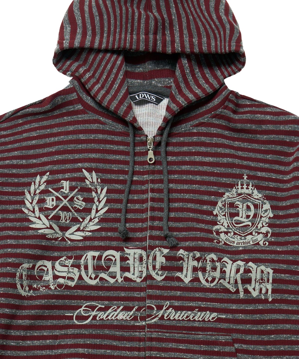 아이돈워너셀(IDWS) Proto Stripe Hoodie Zip Up Burgundy