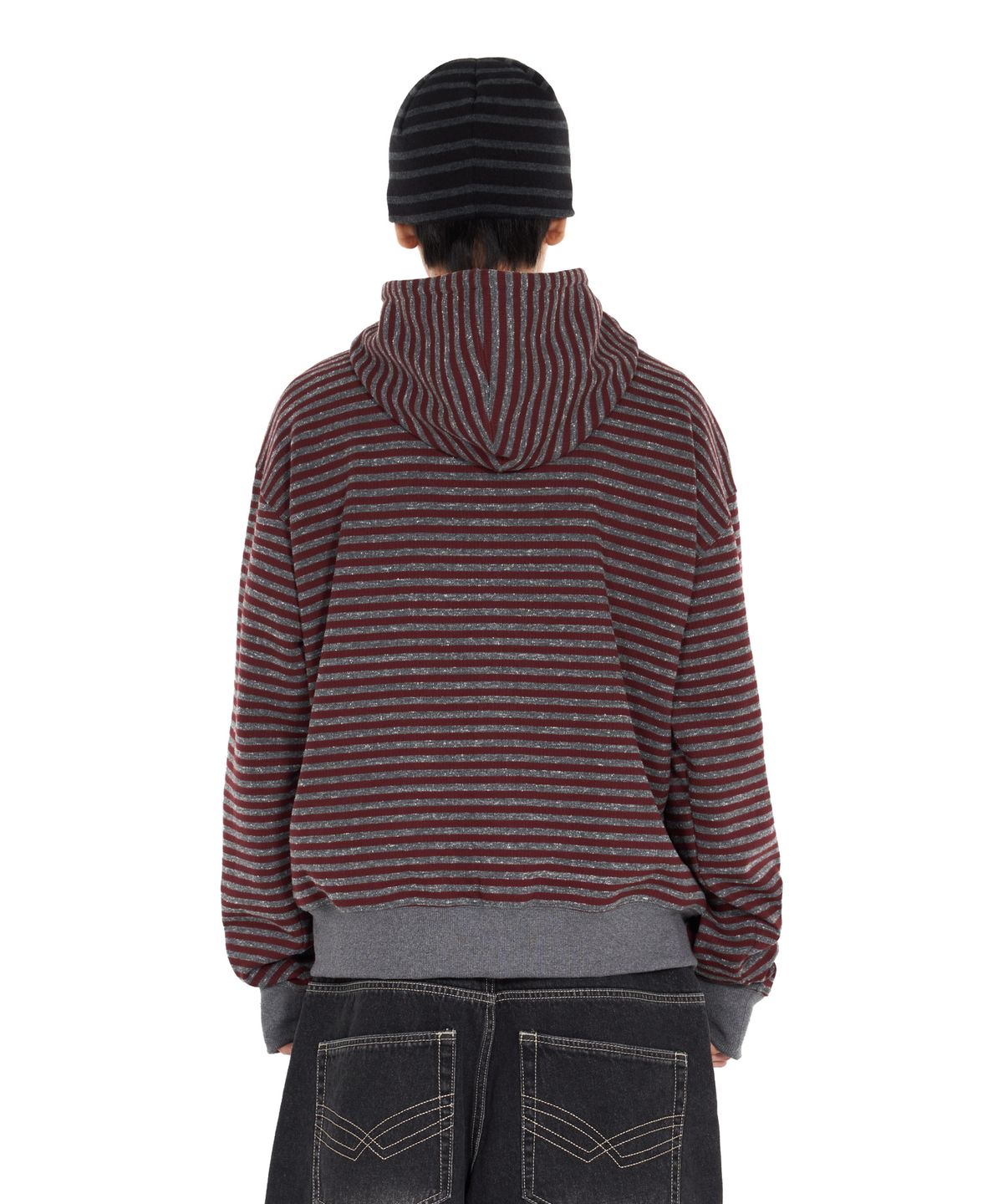 아이돈워너셀(IDWS) Proto Stripe Hoodie Zip Up Burgundy