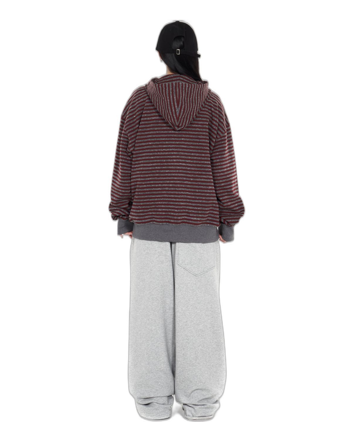 아이돈워너셀(IDWS) Proto Stripe Hoodie Zip Up Burgundy