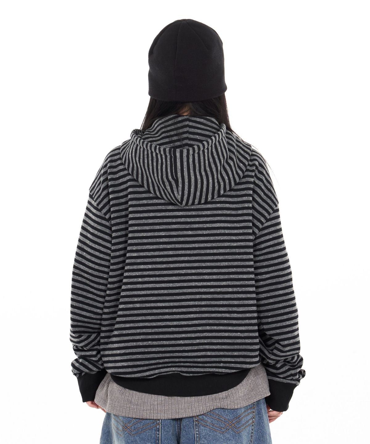 아이돈워너셀(IDWS) Proto Stripe Hoodie Zip Up Black