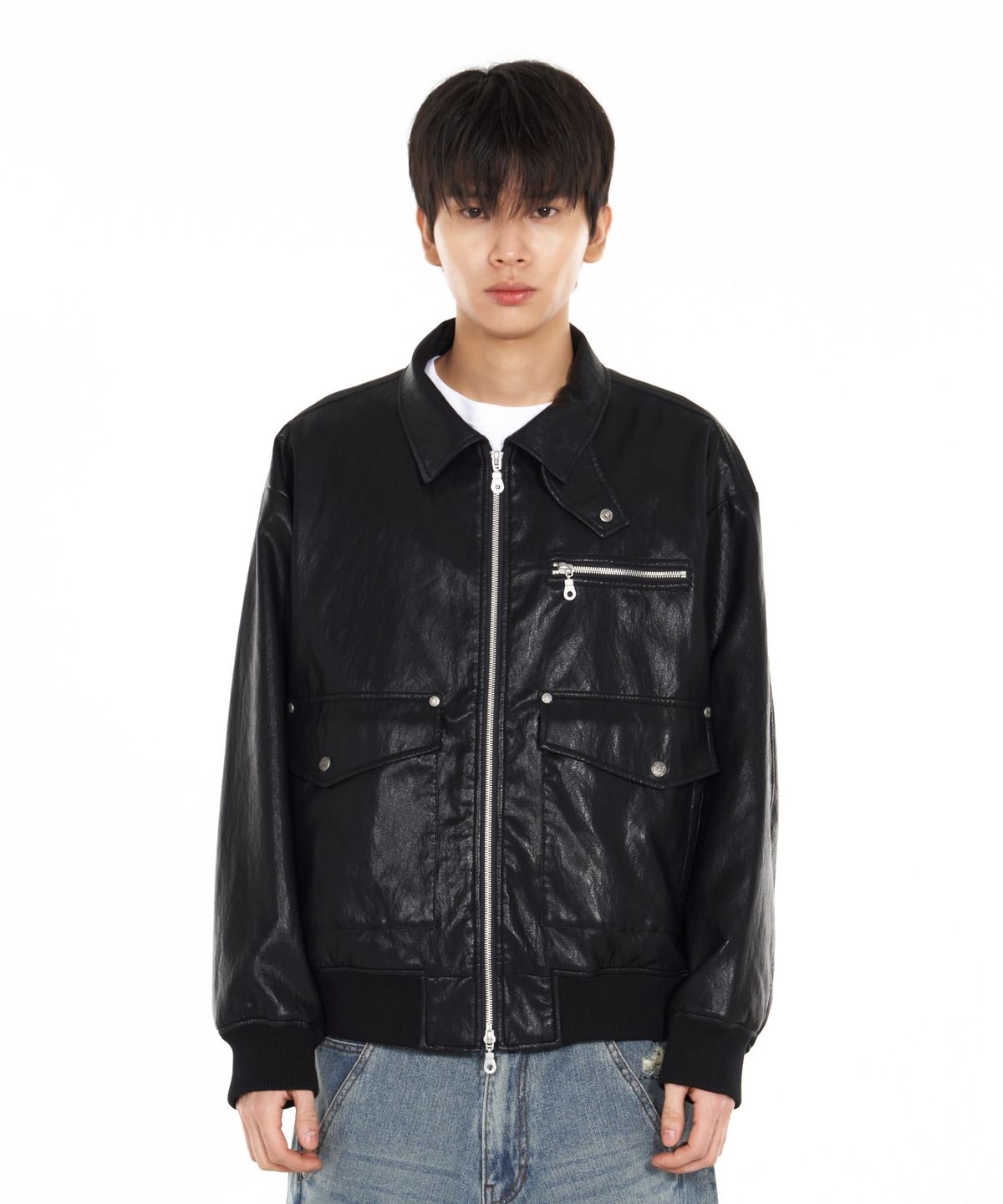 아이돈워너셀(IDWS) Misty Leather Blouson Black