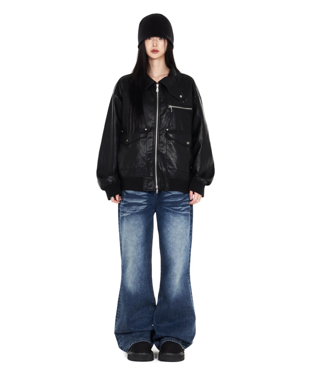 아이돈워너셀(IDWS) Misty Leather Blouson Black