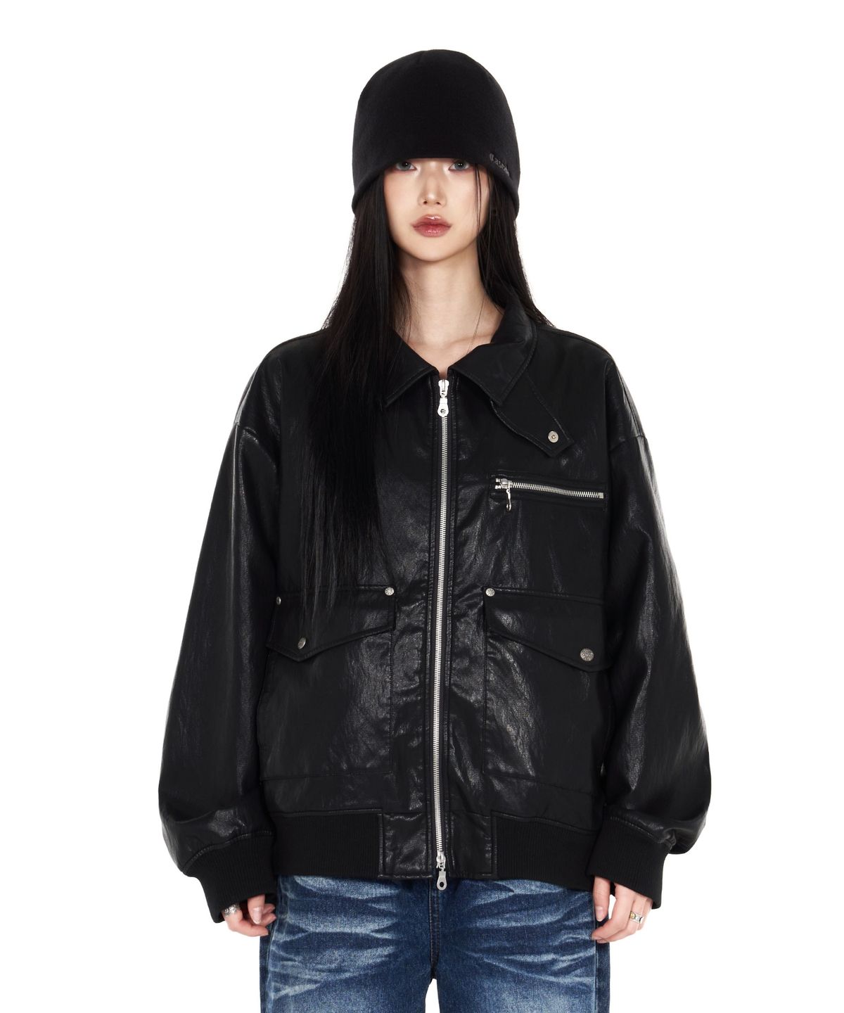 아이돈워너셀(IDWS) Misty Leather Blouson Black