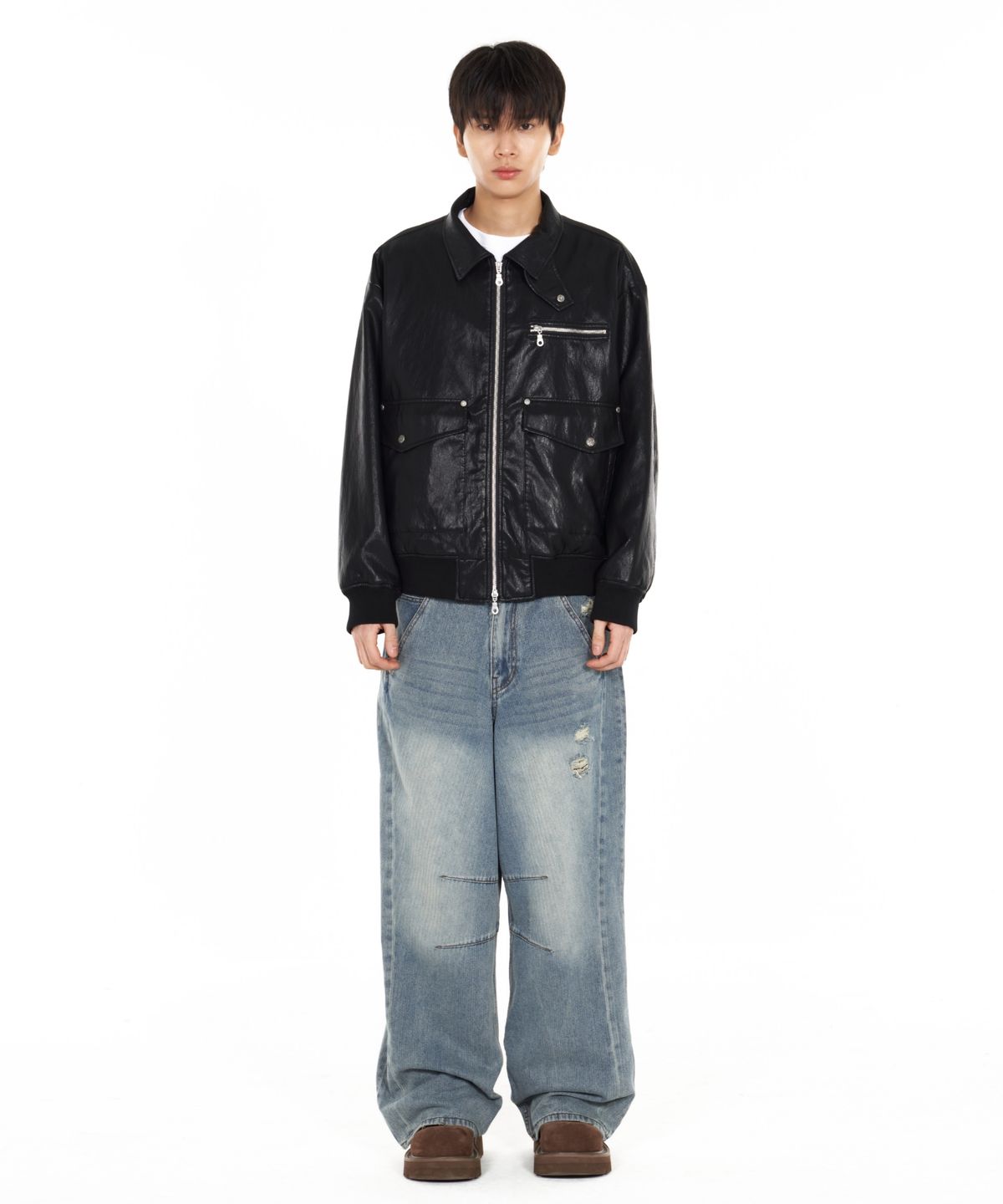 아이돈워너셀(IDWS) Misty Leather Blouson Black