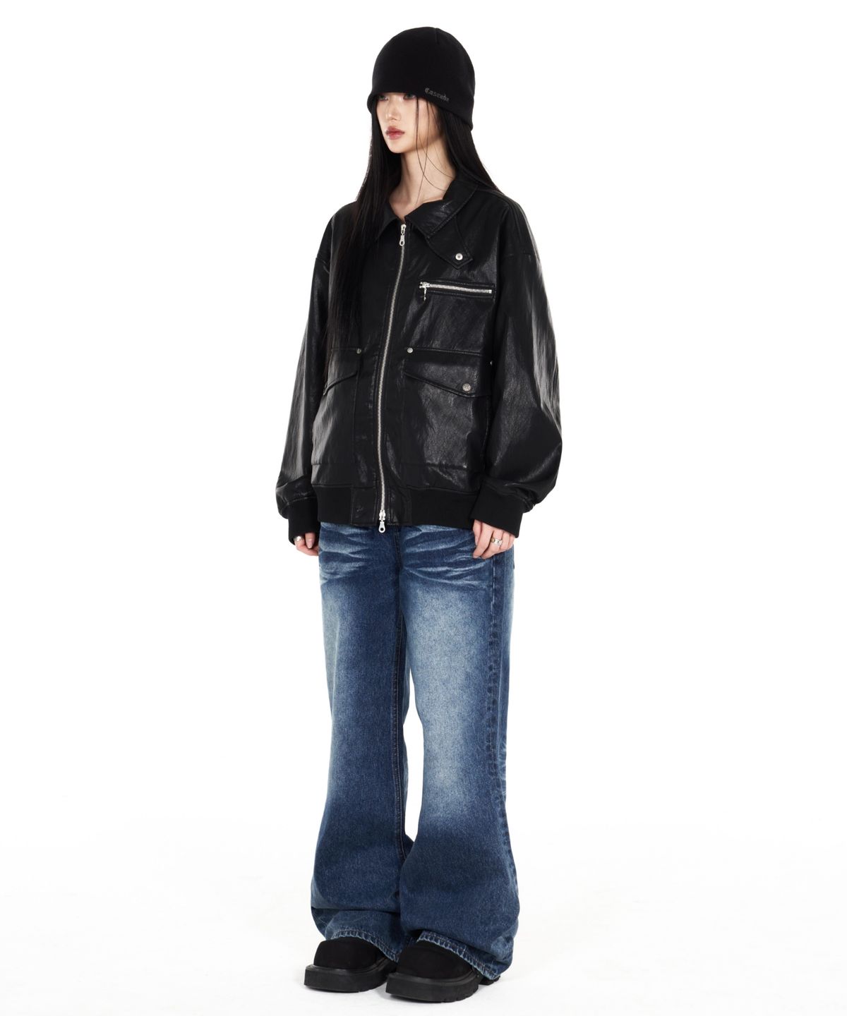 아이돈워너셀(IDWS) Misty Leather Blouson Black