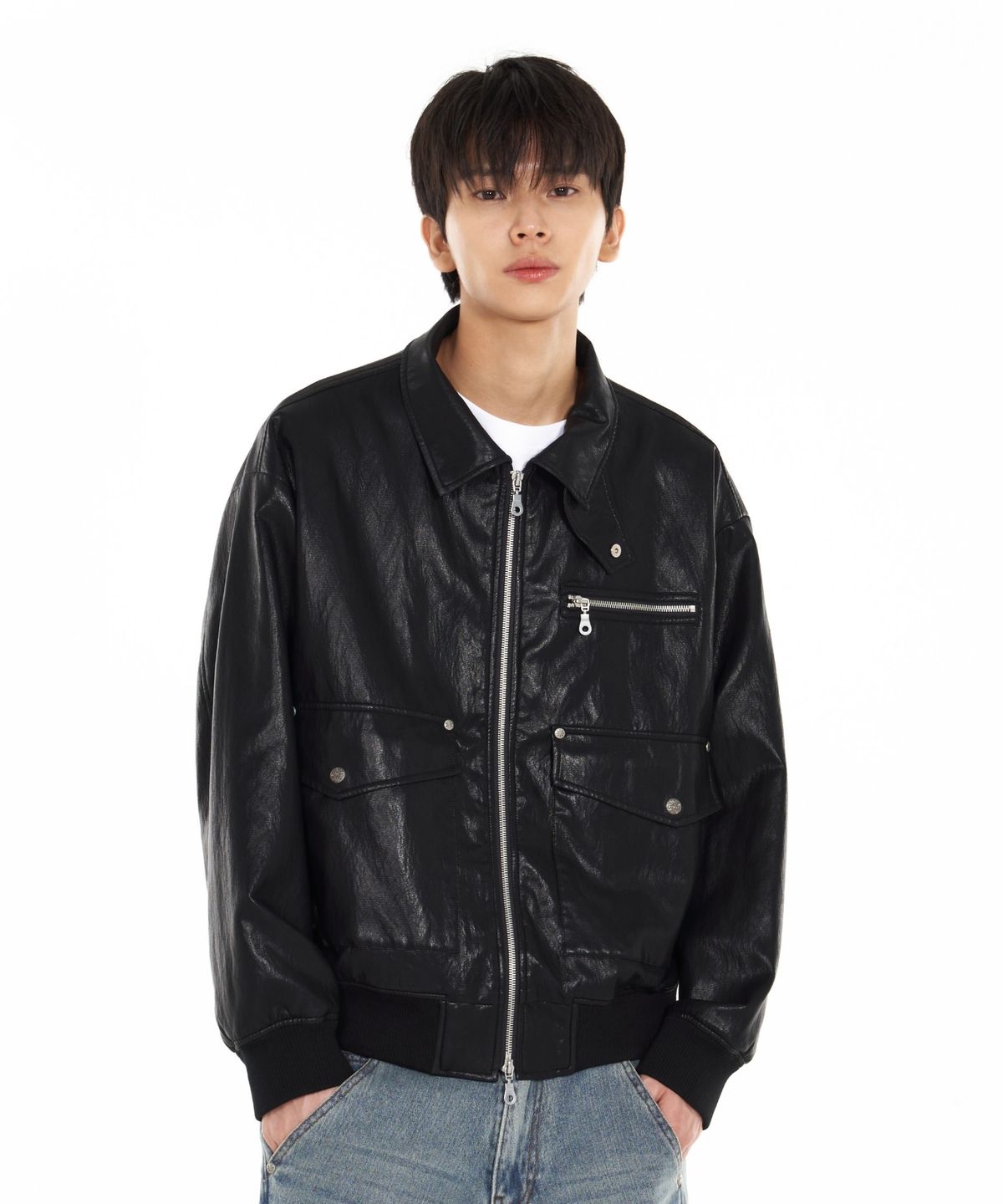아이돈워너셀(IDWS) Misty Leather Blouson Black