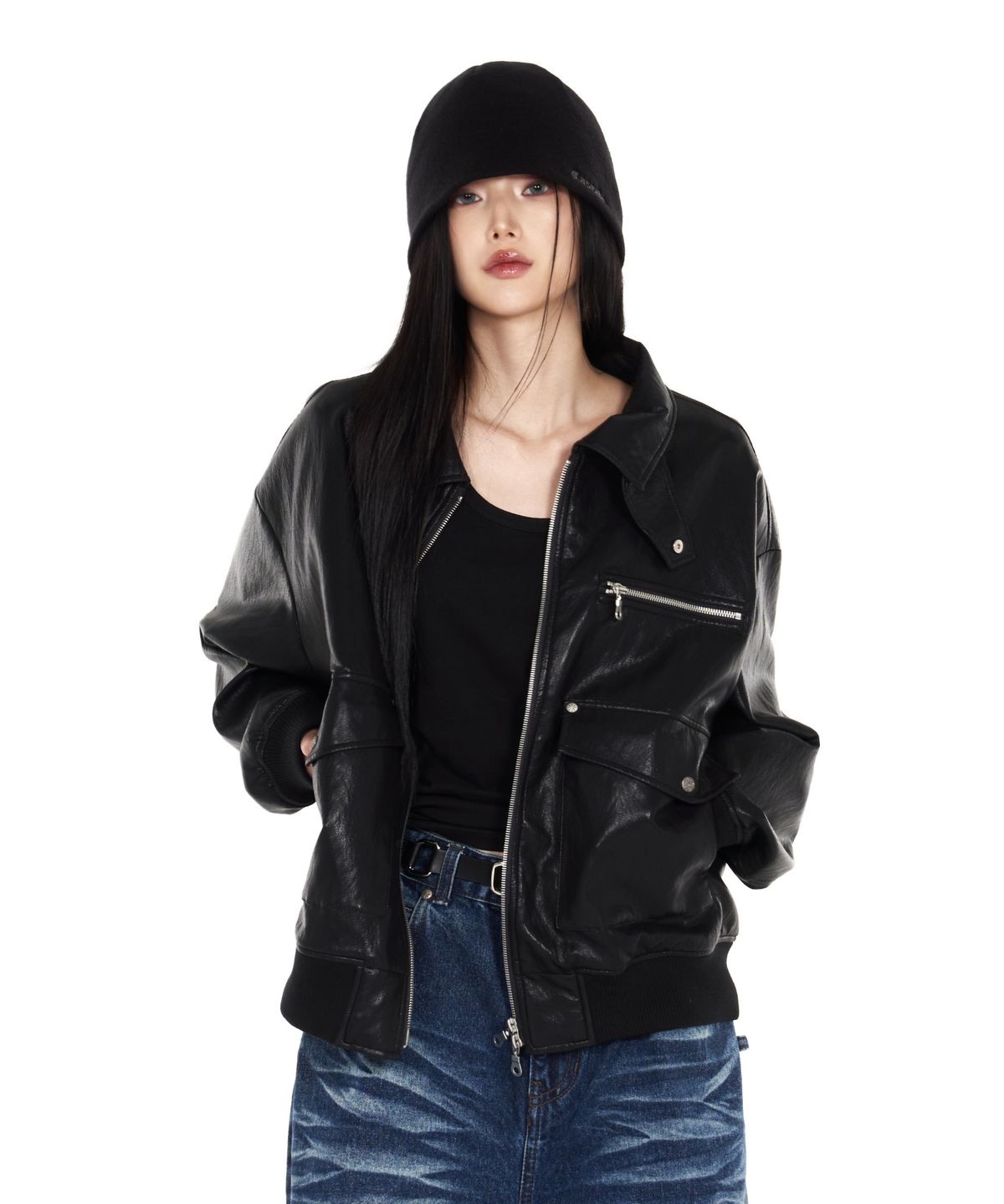 아이돈워너셀(IDWS) Misty Leather Blouson Black