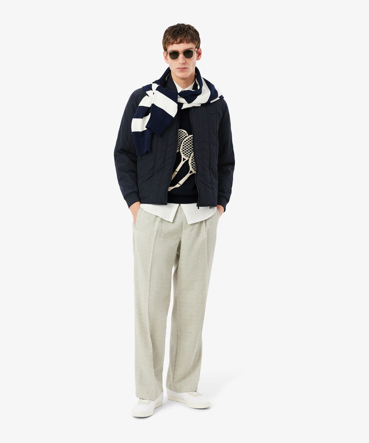 라코스테(LACOSTE) 남성 세로 퀄팅 블루종 BH6246-56G 350